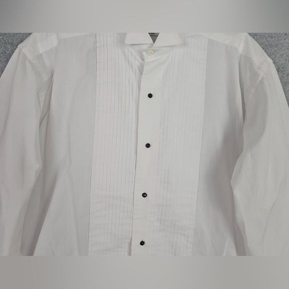 Southeastern Mens Tuxedo Shirt Sz S 30/31 White Button Up Pleated Poly Cotton - Picture 9 of 9